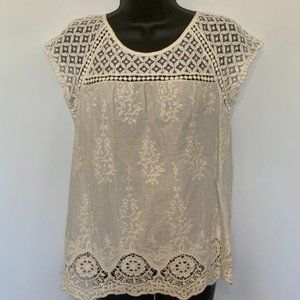 Xhilaration Lace Crotchet Short Sleeve Blouse
